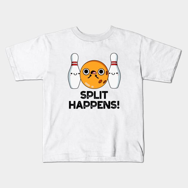 Split Happens Funny Bowling Pun Kids T-Shirt by punnybone